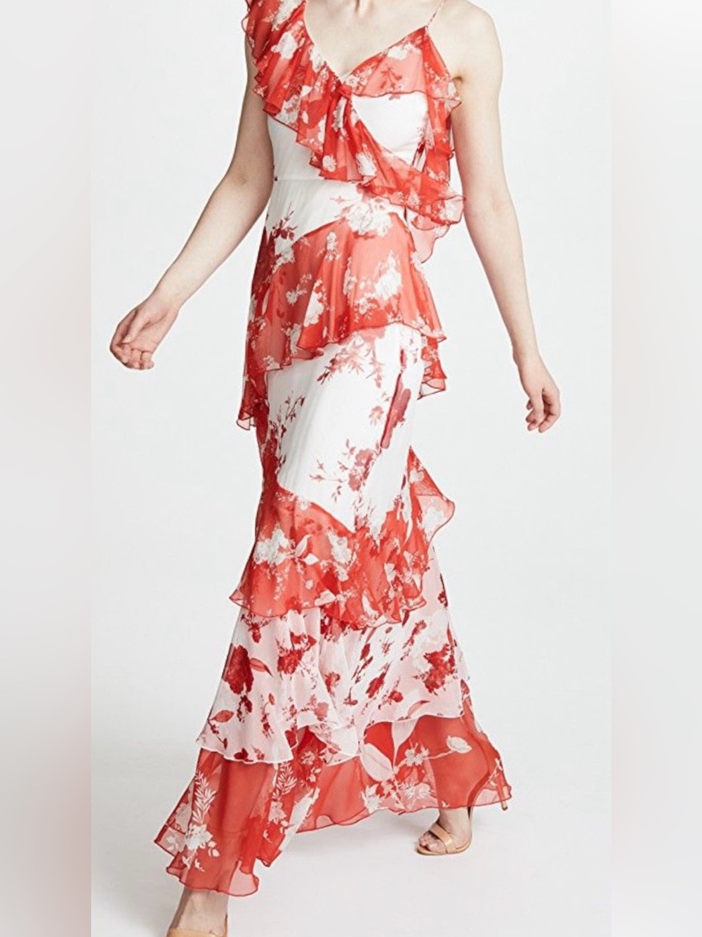 NWT / Alice + Olivia One-Shoulder “Olympia Gown“ / Silk / Damask Rose / Size 12